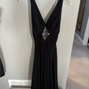 Laundry By Shelli Segal Black Backless Dress with Embellished Detail